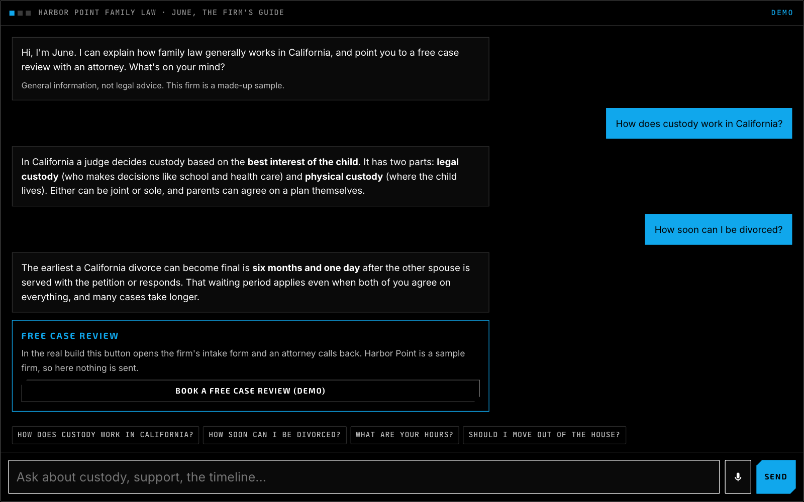 Still image of the AI assistant demo
