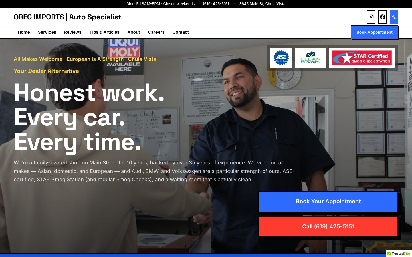 Home page of OREC Imports